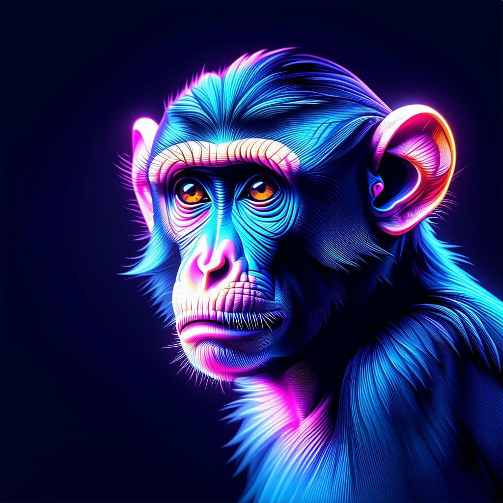 AI generated: Blacklight monkey illustration