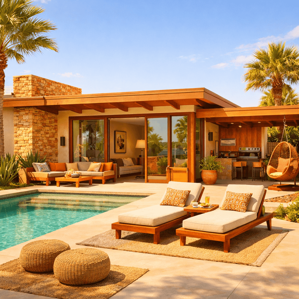 AI generated: Apply a warm color tone to the entire image to enhance visual richness and make the materials and co...