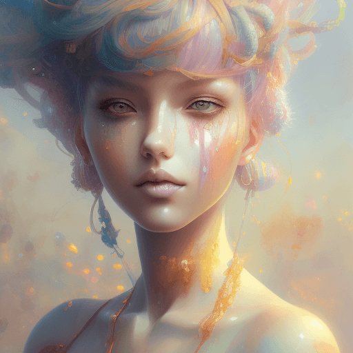 AI generated: Beautiful anime watercolor painting of summerpunk lady. summer chill day, paint dripping by tim okam...