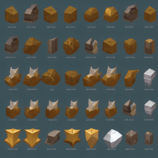 AI generated: game sprite sheet of rpg Achievements icons,  skill icons, game battle skills,collection sheet, effe...