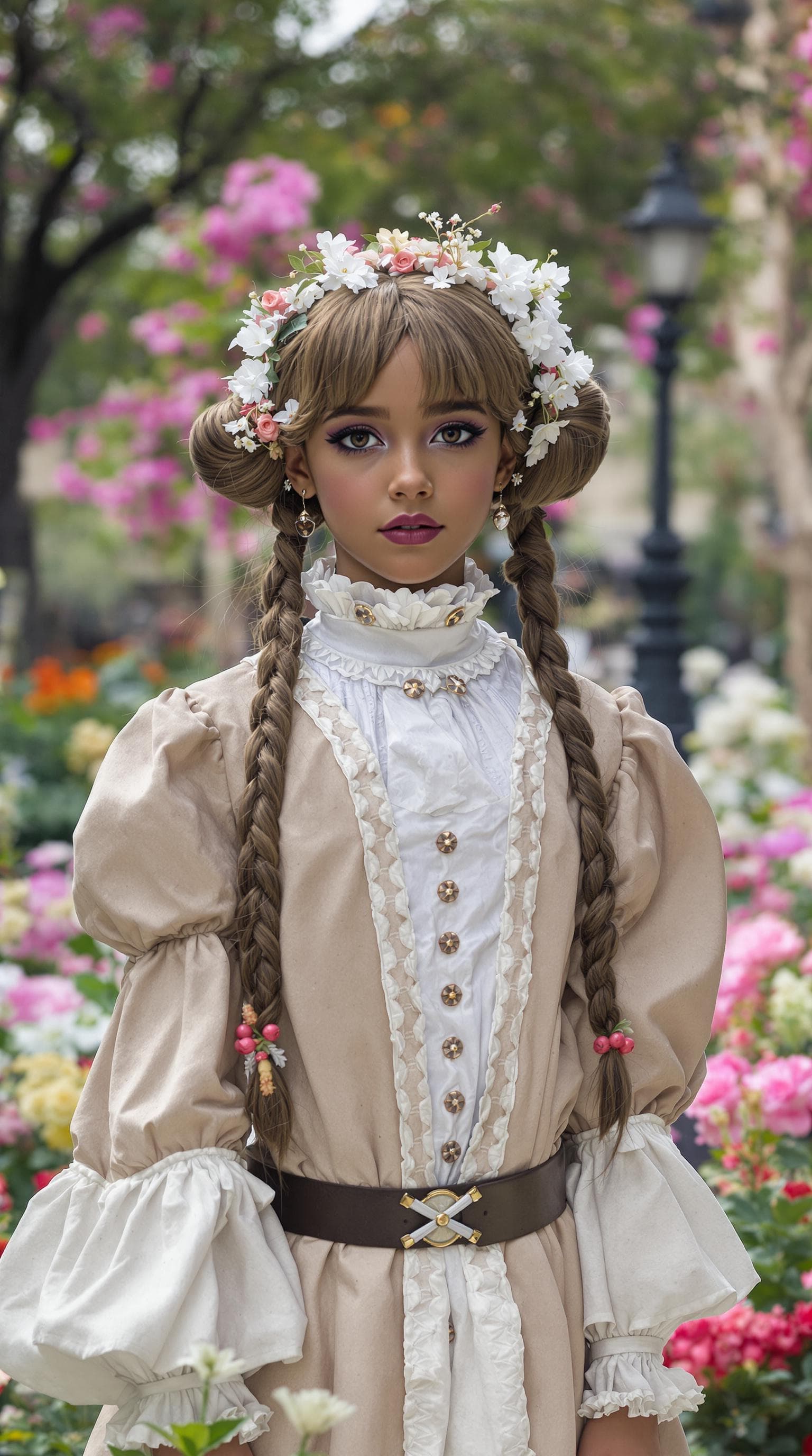 AI generated: a professional photo of the most girl in the world, of a 11 year old girl, in Paris France in the ea...