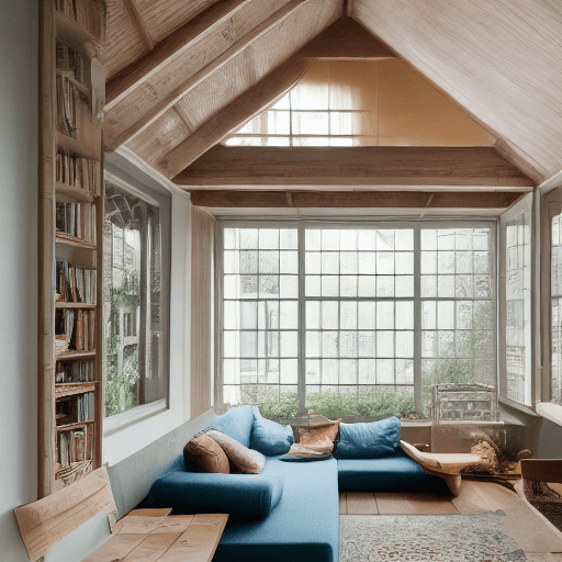 AI generated: High resolution photography interior design, dreamy sunken living room conversation pit, wooden floo...