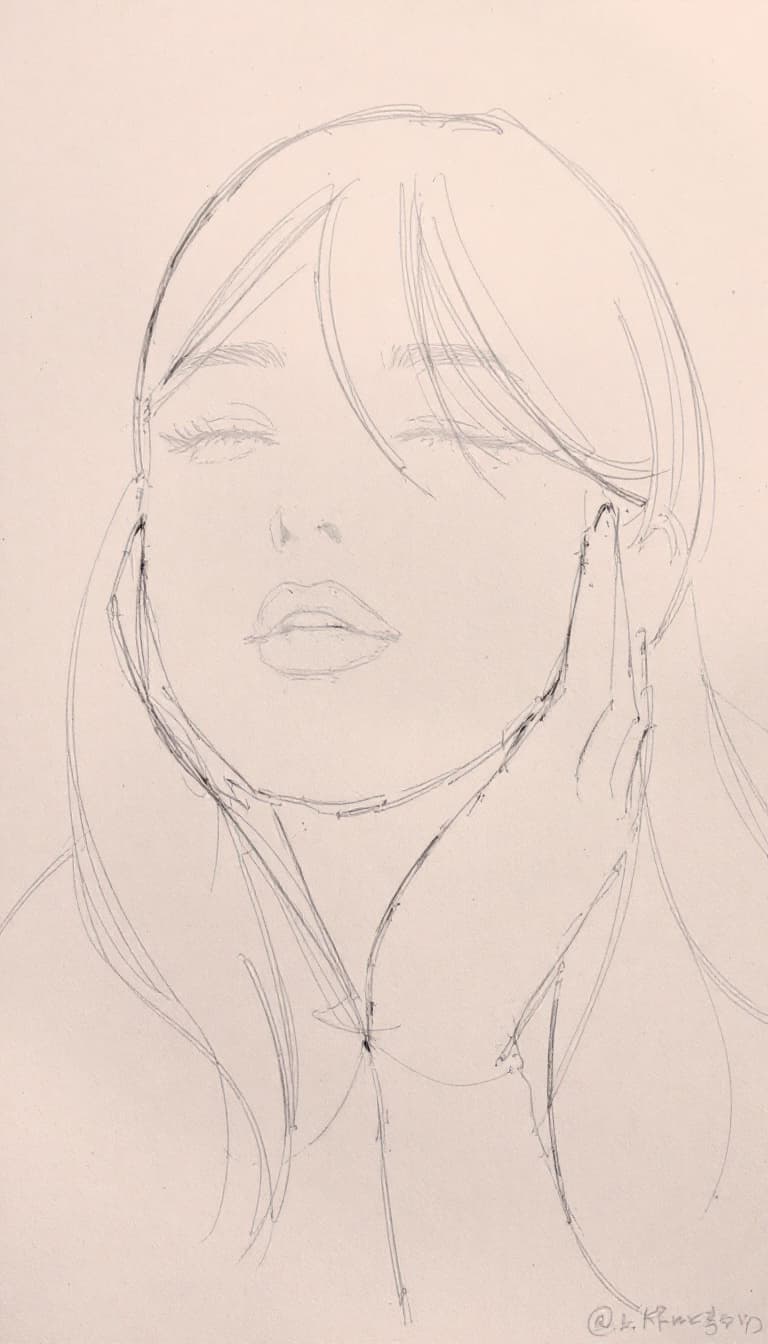 AI generated: girl, pen drawing, sketch