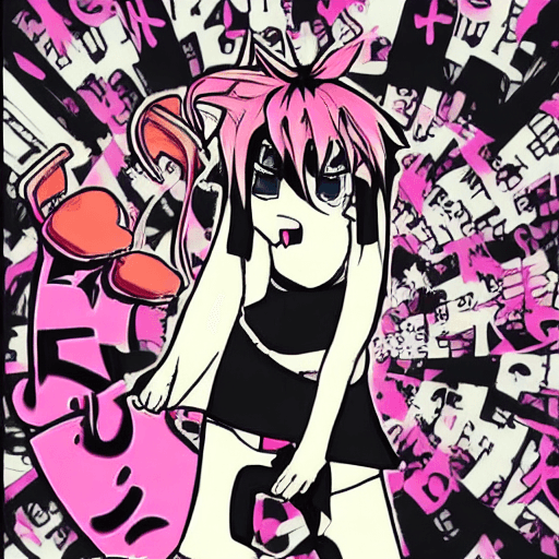 AI generated: punk cat, japanese anime style