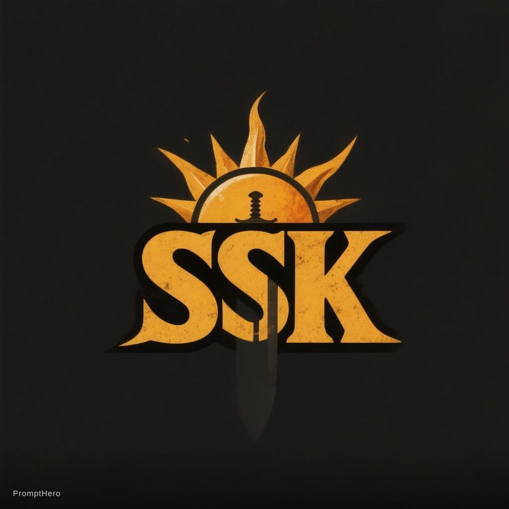AI generated: I want to design a logo.
The logo should contain "SSK"
half sun with pointed rays
The letter "K" in ...