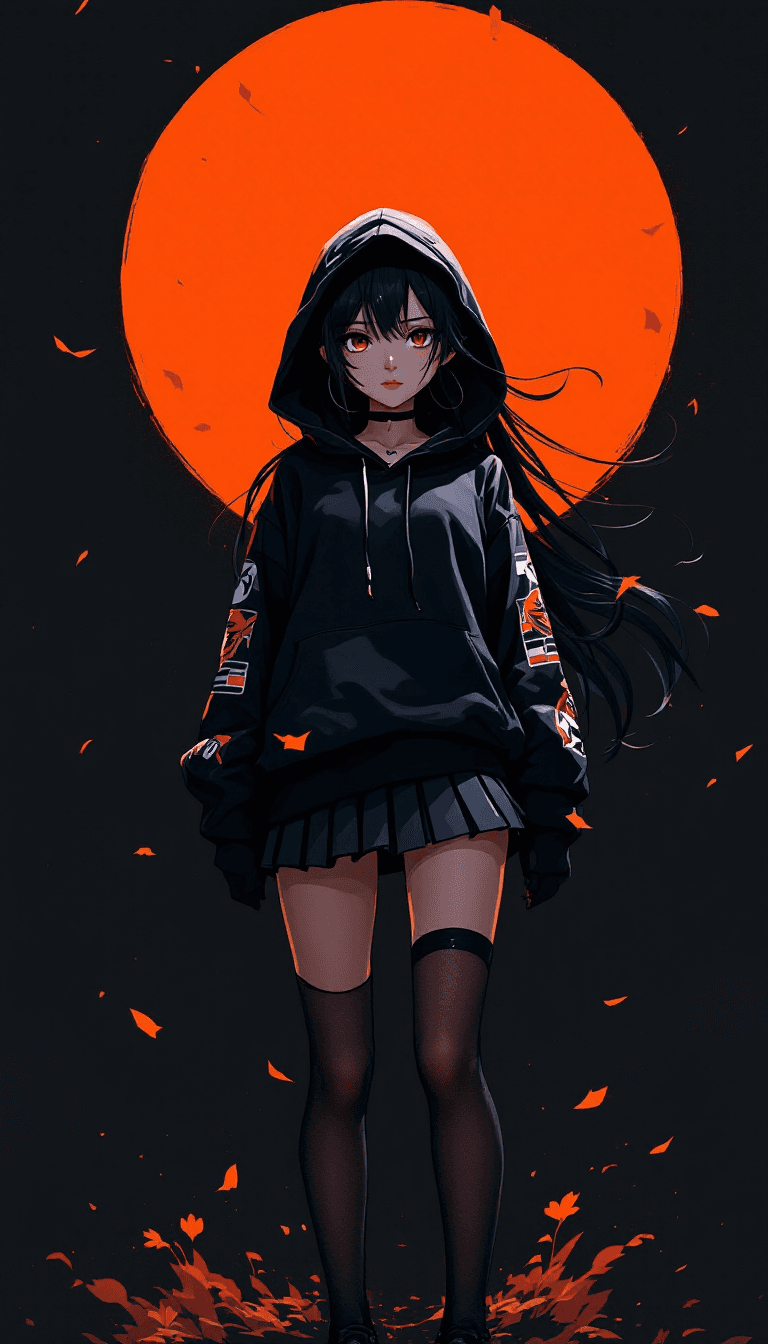 AI generated: Beautiful, highly detailed illustration of a game character in Japanese anime manga style against a ...