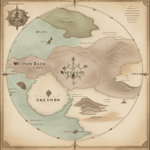 AI generated: A wolrd map for a dungeons and dragons campaign 