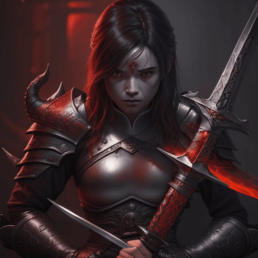 AI generated: the swords of the dragonborn, in the style of neo-traditional japanese, magali villeneuve, close-up ...