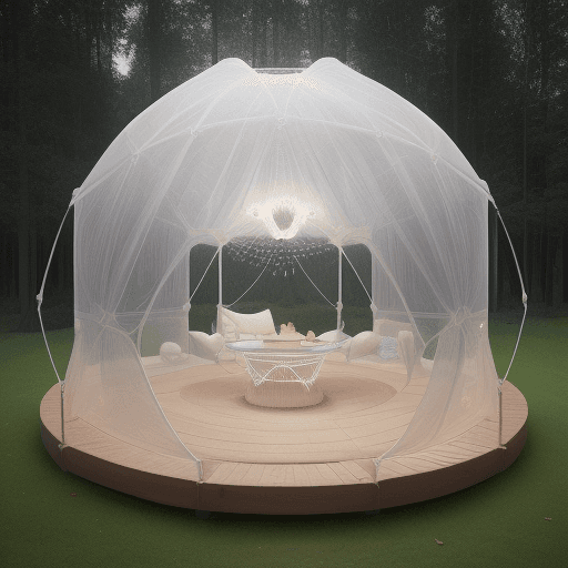 AI generated: "Behold a marvel of design—an egg-shaped tent structure that emanates an ethereal glow, inviting you...