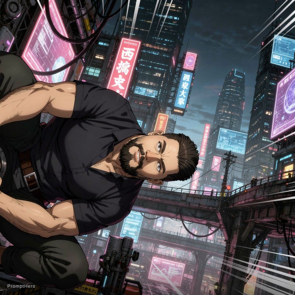 AI generated: Using my facial features, Create aesthetic anime in the style of Akira, directed by Katsuhiro Otomo,...