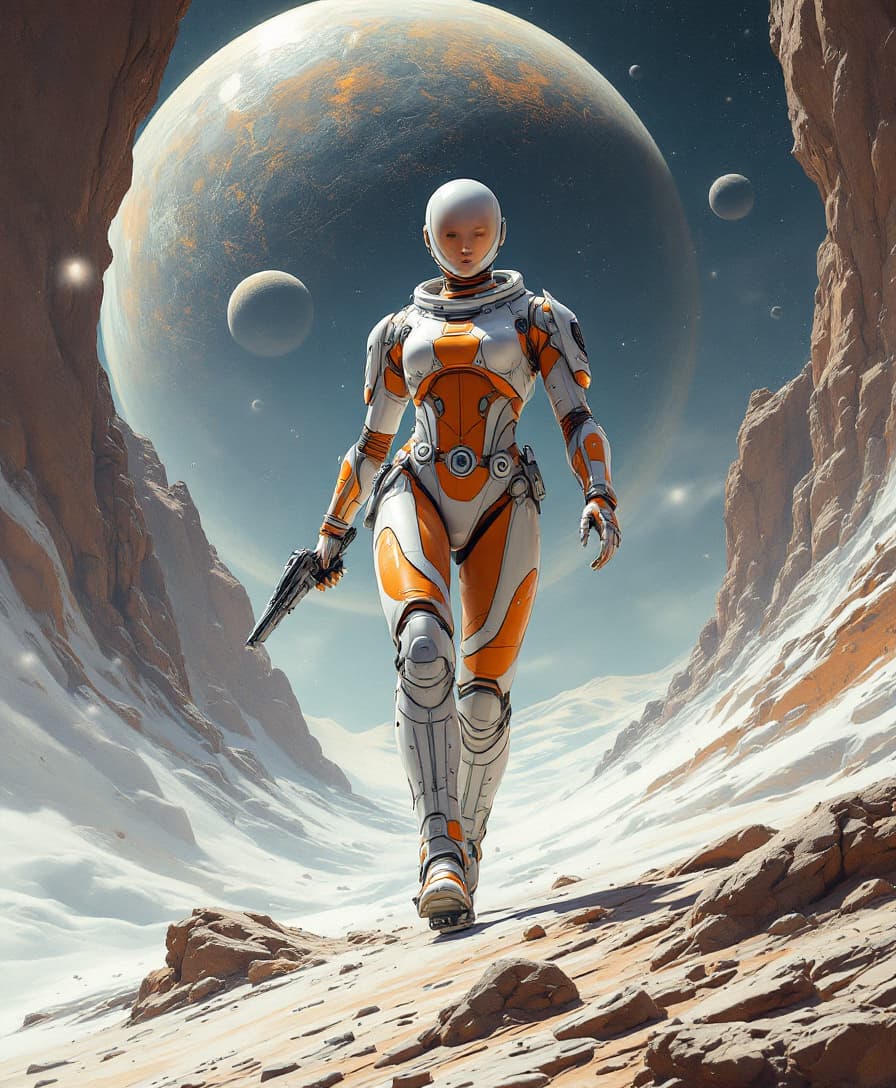 AI generated: scifi artwork by roblunda mccallum, in the style of blink-and-you-miss-it detail, full body, dark wh...