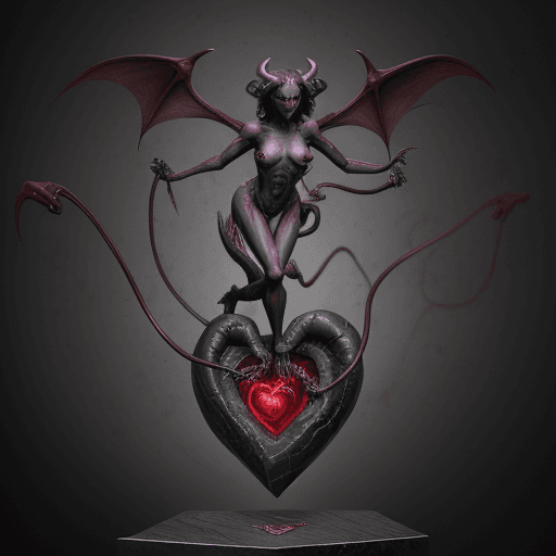 AI generated: 
succubus Floating gnaws at the anatomical human heart made from granite

