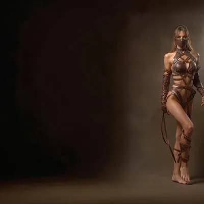 AI generated video: the woman turns and walks away barefoot
