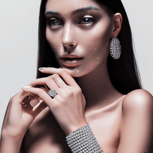 AI generated: A sparkling diamond ring, against a glossy black studio background, soaking up a focused beam of lig...