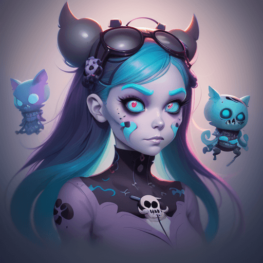 AI generated: a close up of a cartoon character with a bunch of skulls, lois van baarle and rossdraws, beeple and ...
