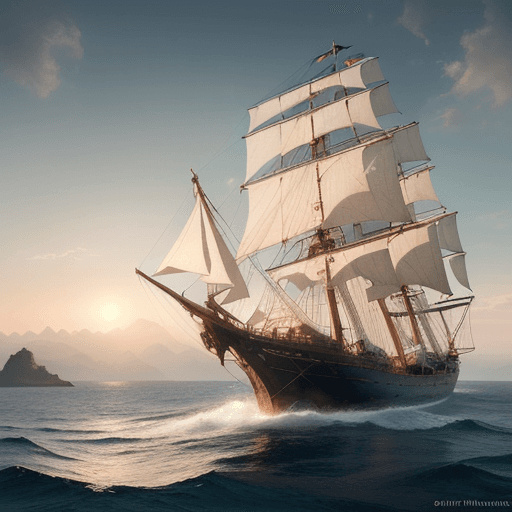 AI generated: Photo of a ultra realistic sailing ship, dramatic light, pale sunrise, cinematic lighting, battered,...