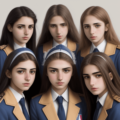 AI generated: a realistic and highly  detailed portrait of a group of Italian highschool female students