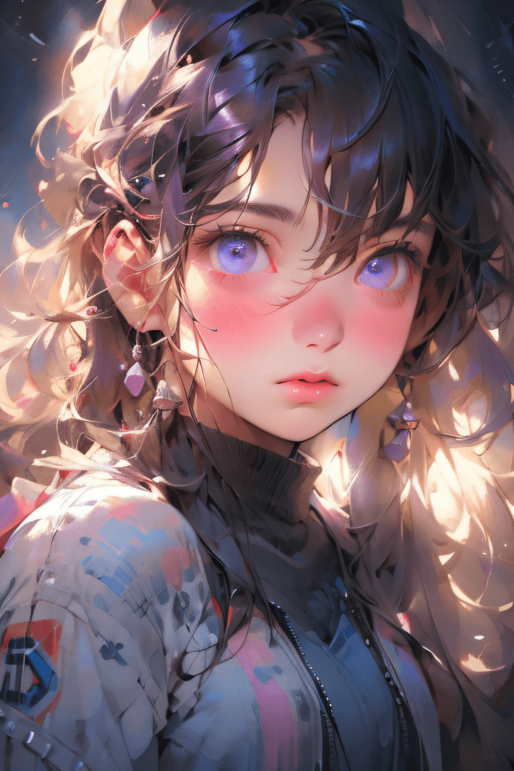 AI generated: melancholy lighting, quiet, calm, brightness, masterpiece, best quality, 1girl, (JinxLol:1.2), (ultr...