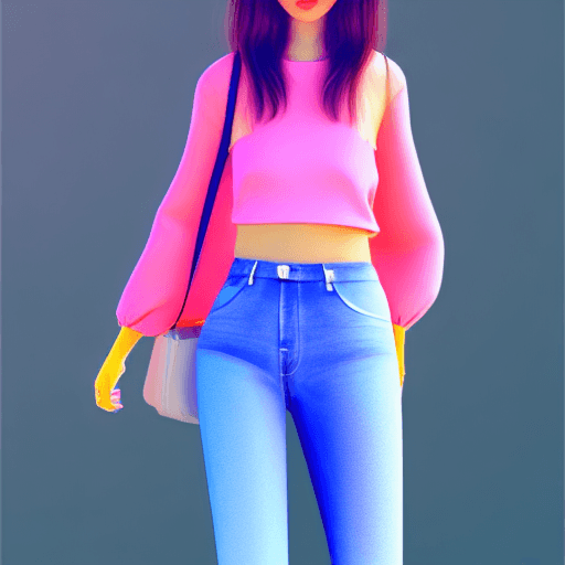 AI generated: Realistic 3d cartoon style rendering, girl, summer trend fashion clothing, candycolor clothes, new p...