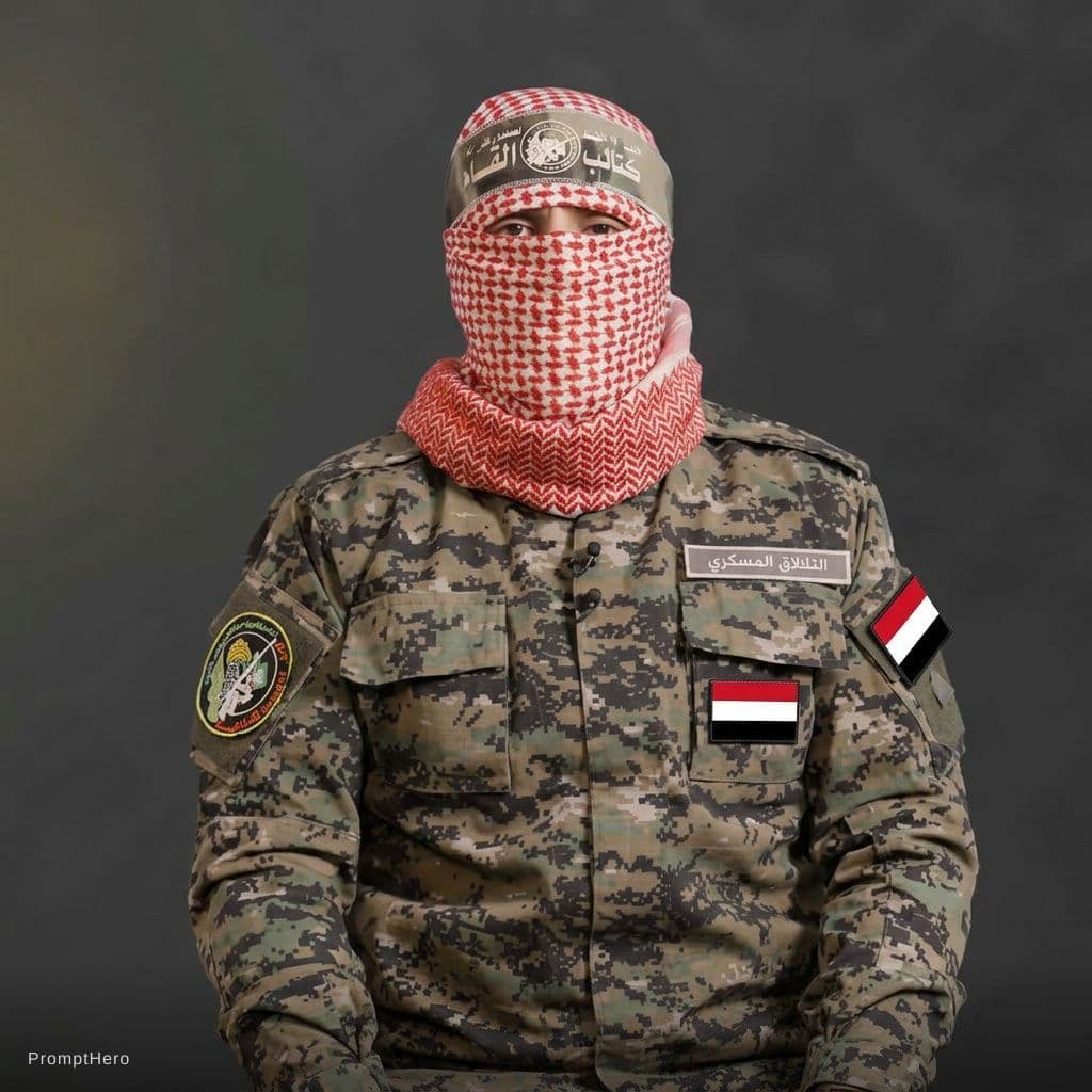 AI generated: flags of Yemen and Palestine.