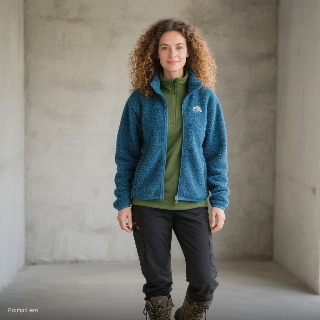 AI generated: a decidueye with a trainer wearing a blue fleece a green top black walking trousers and walking boot...