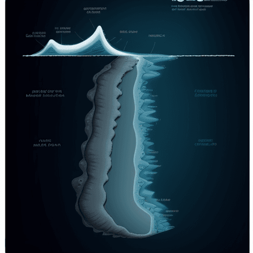 AI generated: Ocean depth profile, cartoon, 8k, 2D, epipelagic, mesopelagic, bathypelagic, plain graph, scheme, oc...