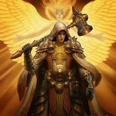 AI generated video: cleric radiating healing light