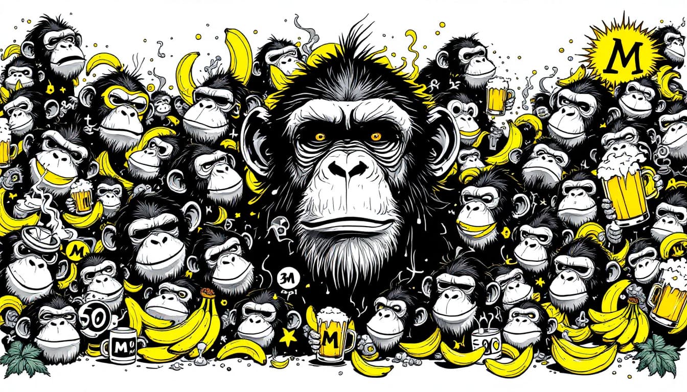 AI generated: An intricate and mainly black, white, yellow, green, (two contrasting, extra colors for details), gr...