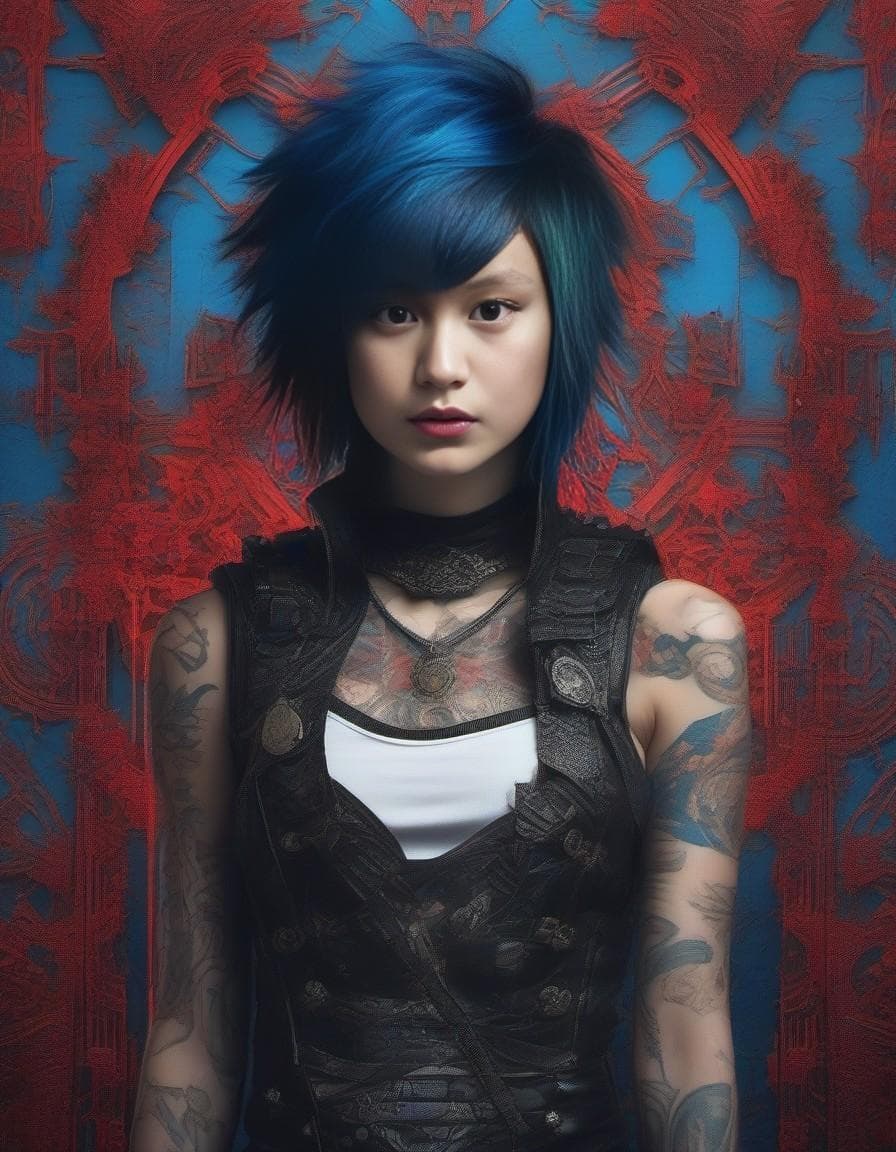 AI generated: (Masterpiece, Top Quality, Best Quality, Official Art, Punk Beauty and Aesthetics: 1.2), (1 Punk Gir...