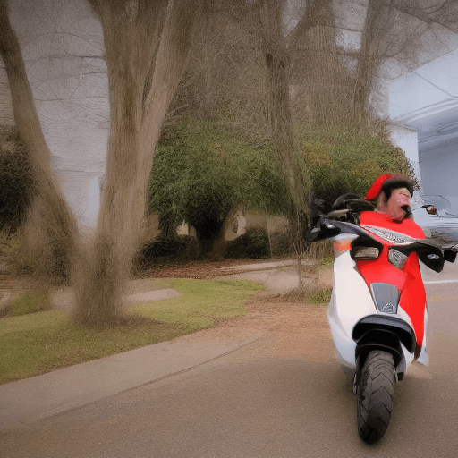 AI generated: a cat ridding scooter