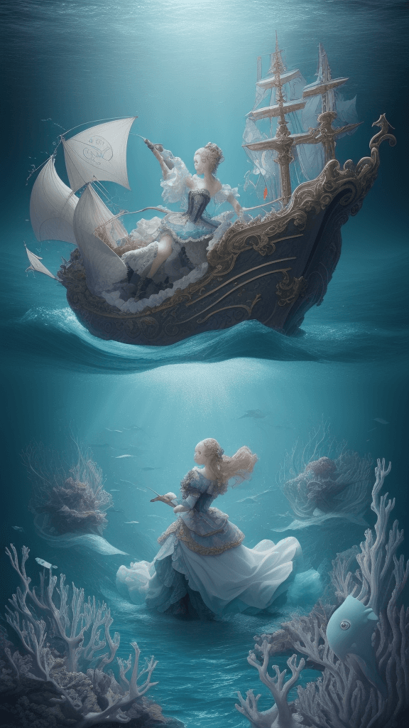 AI generated: in a sea, Neiked, lure, rococo, Sixy, Upksirt, Smoltets, one man