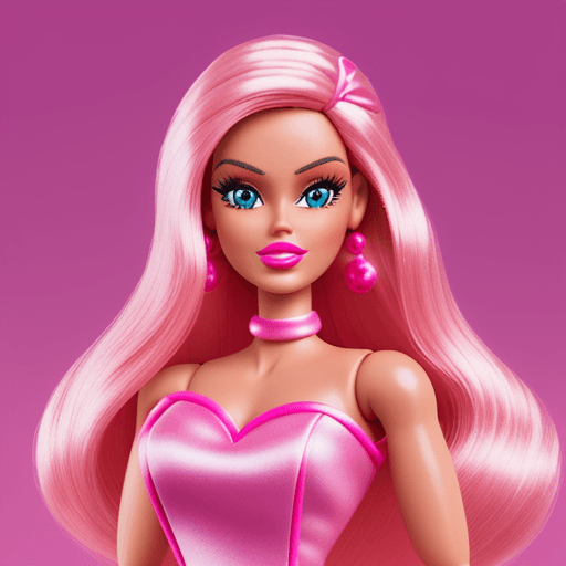 AI generated: an animated image of a cartoon barbie in Disney style, in barbie land, pink coloured, aesthetic view...
