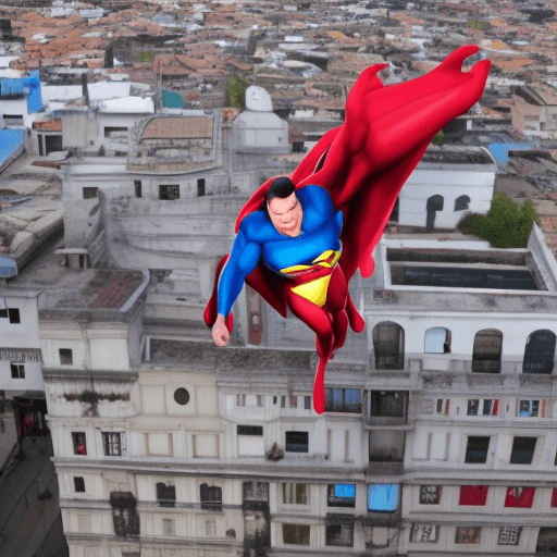 AI generated: Hyperealistic superman flying in Quito