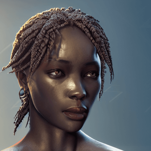 AI generated: female, black skin,, high detail graphics, cinematic lights, 4k, artstation, hyperrealistic, intrica...