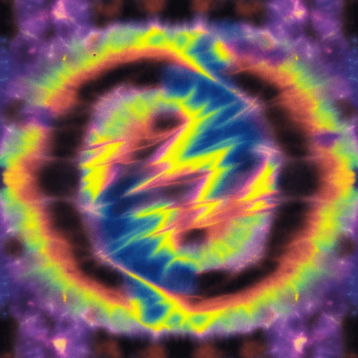 AI generated: 13 point lighting bolt, tye dye space