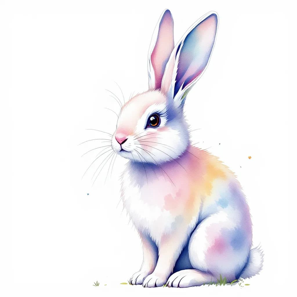AI generated: rabbit wallpaper, watercolor