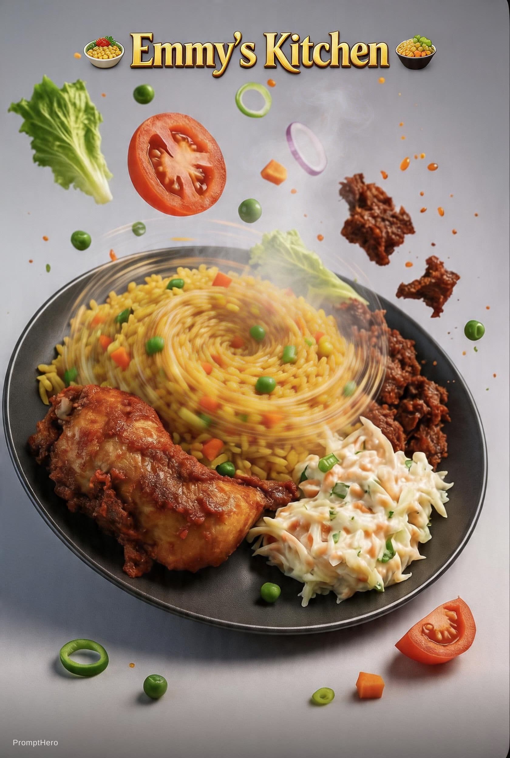 AI generated: Use the uploaded image as a reference to generate a Cinematic 3D action-packed luxury food advertise...