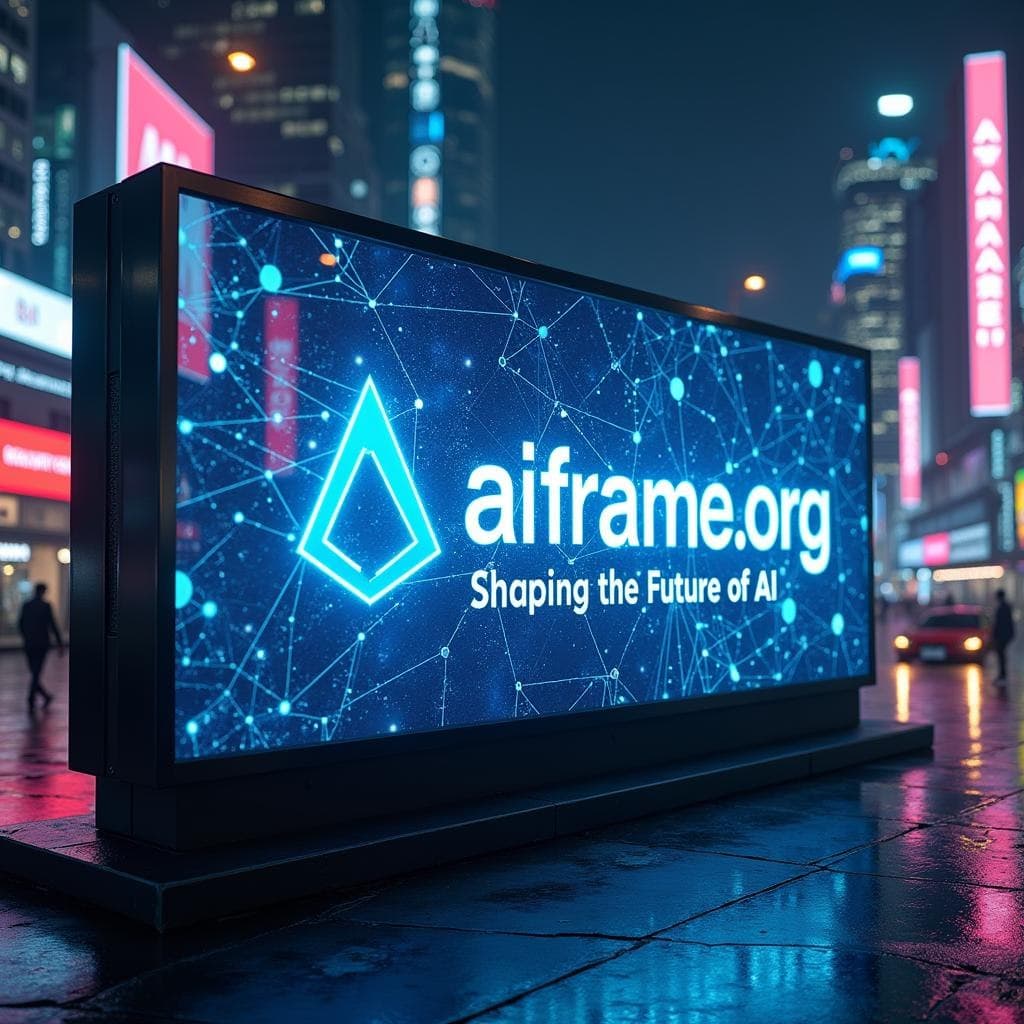 AI generated: aiframe.org company banner on the banner in 2055