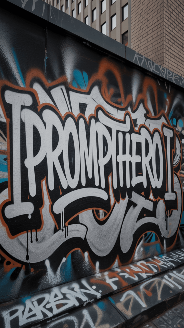 AI generated: “Old school graffiti tag of the word ‘[PromptHero]’, handwritten style, bold marker lines, urban wal...