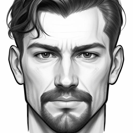AI generated: sketch of a man's face, expressive line-work, in the style of beautiful portraits --ar 35:64 --styli...
