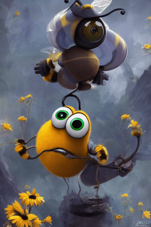 AI generated: Masterpiece, best quality, (just one cute bee:1.2), big eyes, (pixar character:1.2), incredible deta...
