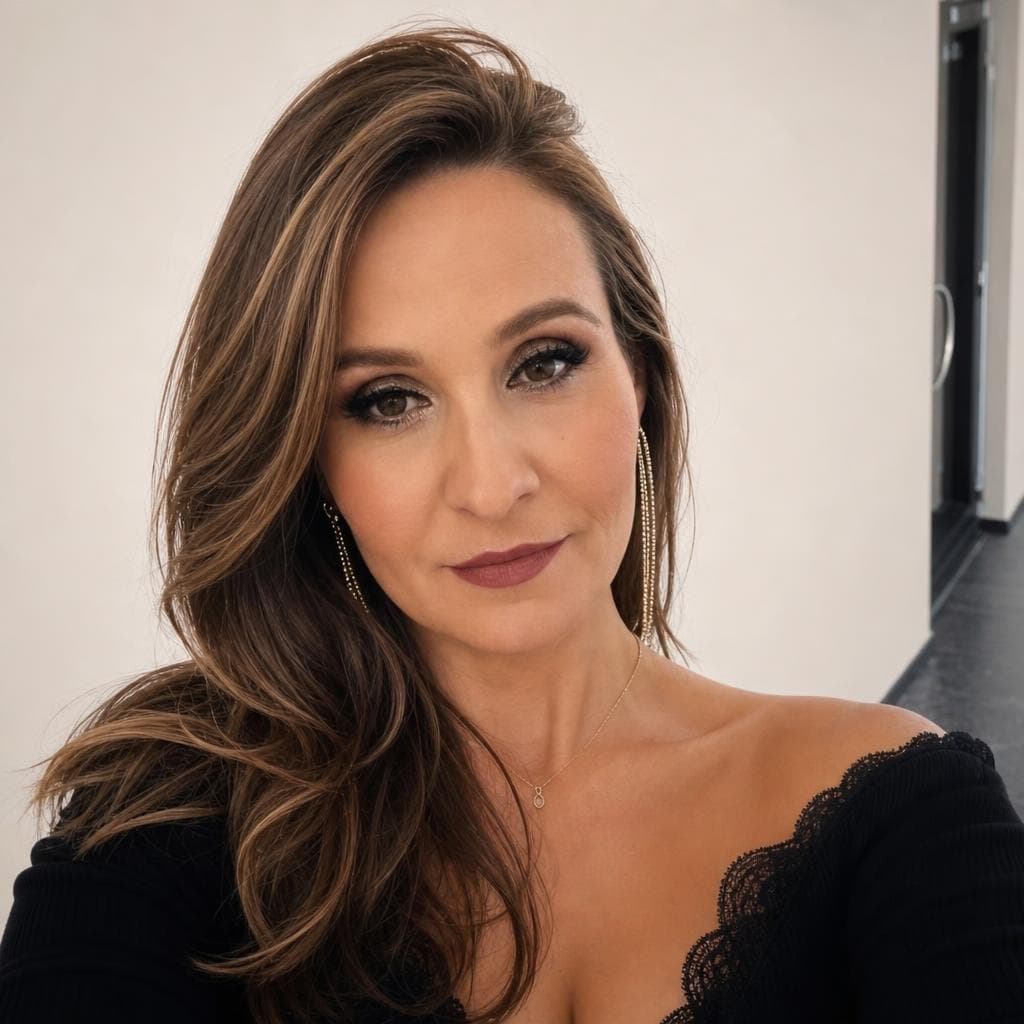 AI generated: erstelle an mir ein perfektes makeup und eine top frisur die zu mir passt, meine haarfarbe soll brün...