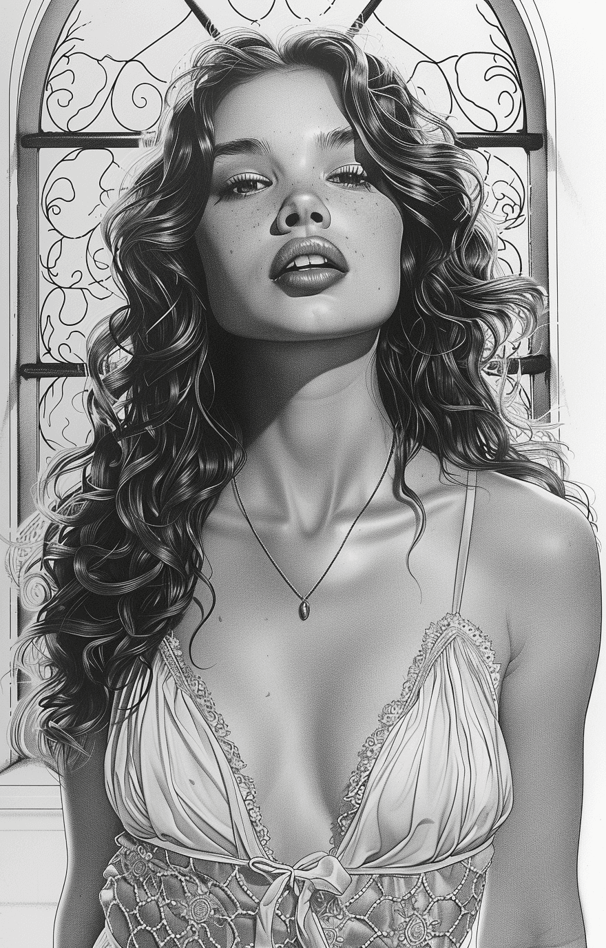 AI generated: a girl is beautifully drawn, in the style of mark brooks, comic art, gravure printing, artgerm, sand...