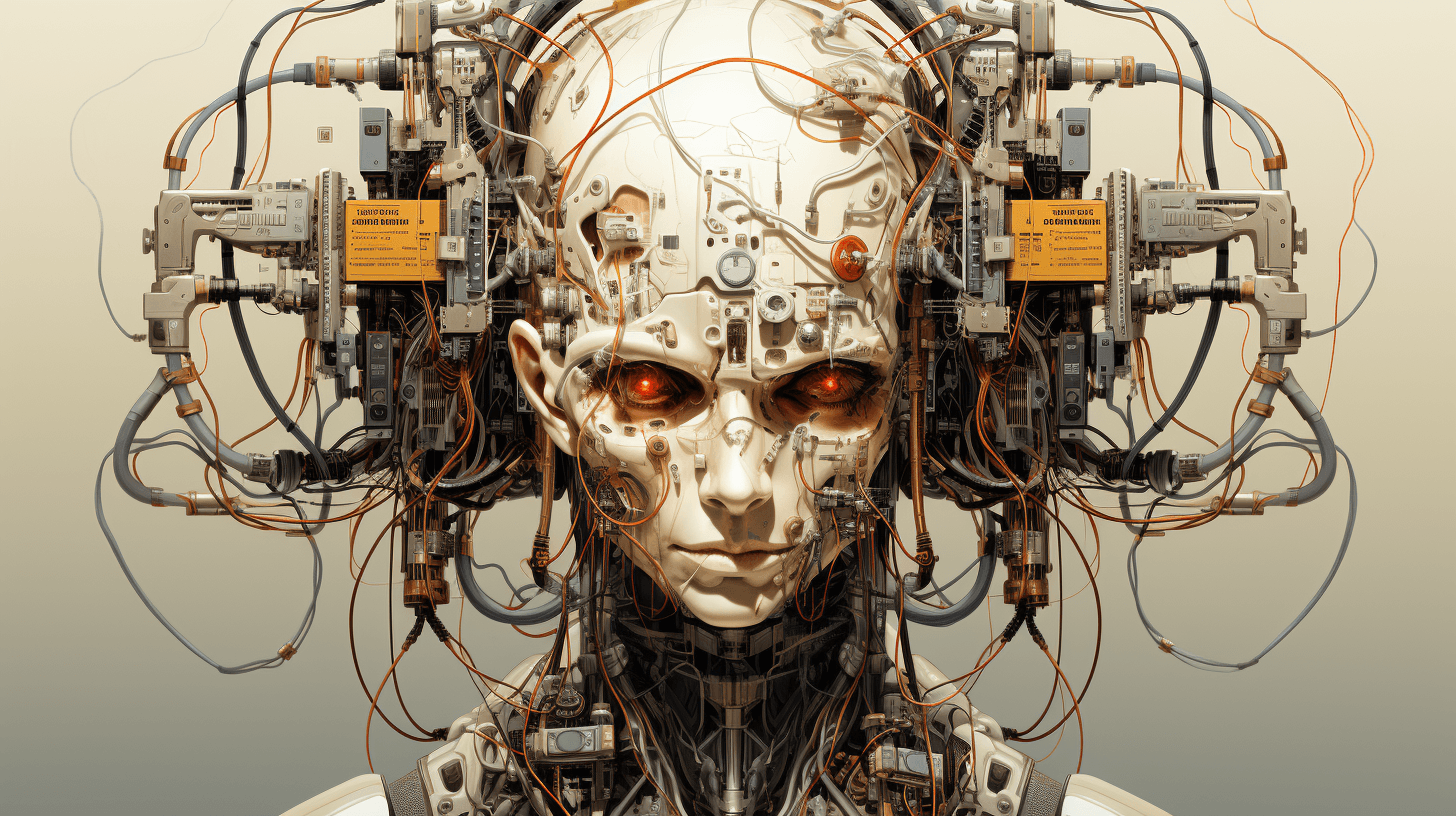AI generated: a brain connected with cable and computers, dreamlike, hyperrealistic, 8k, hyperdetailed, steampunk ...