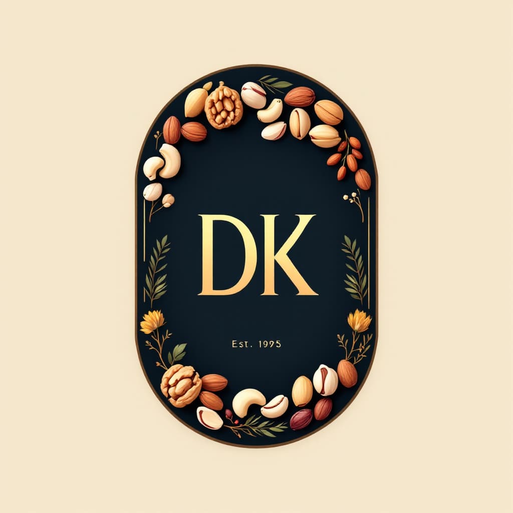AI generated: Design a professional logo for DK Exports, a global import-export brand specializing in nuts, seeds,...