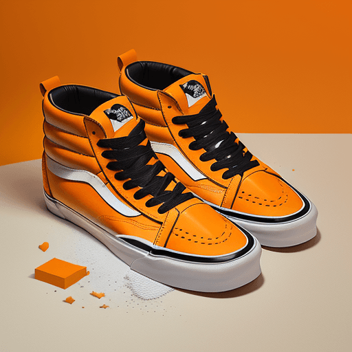 AI generated: productive photography, Vans Oldschool high-top sneaker product presentation, geometric plaster bloc...