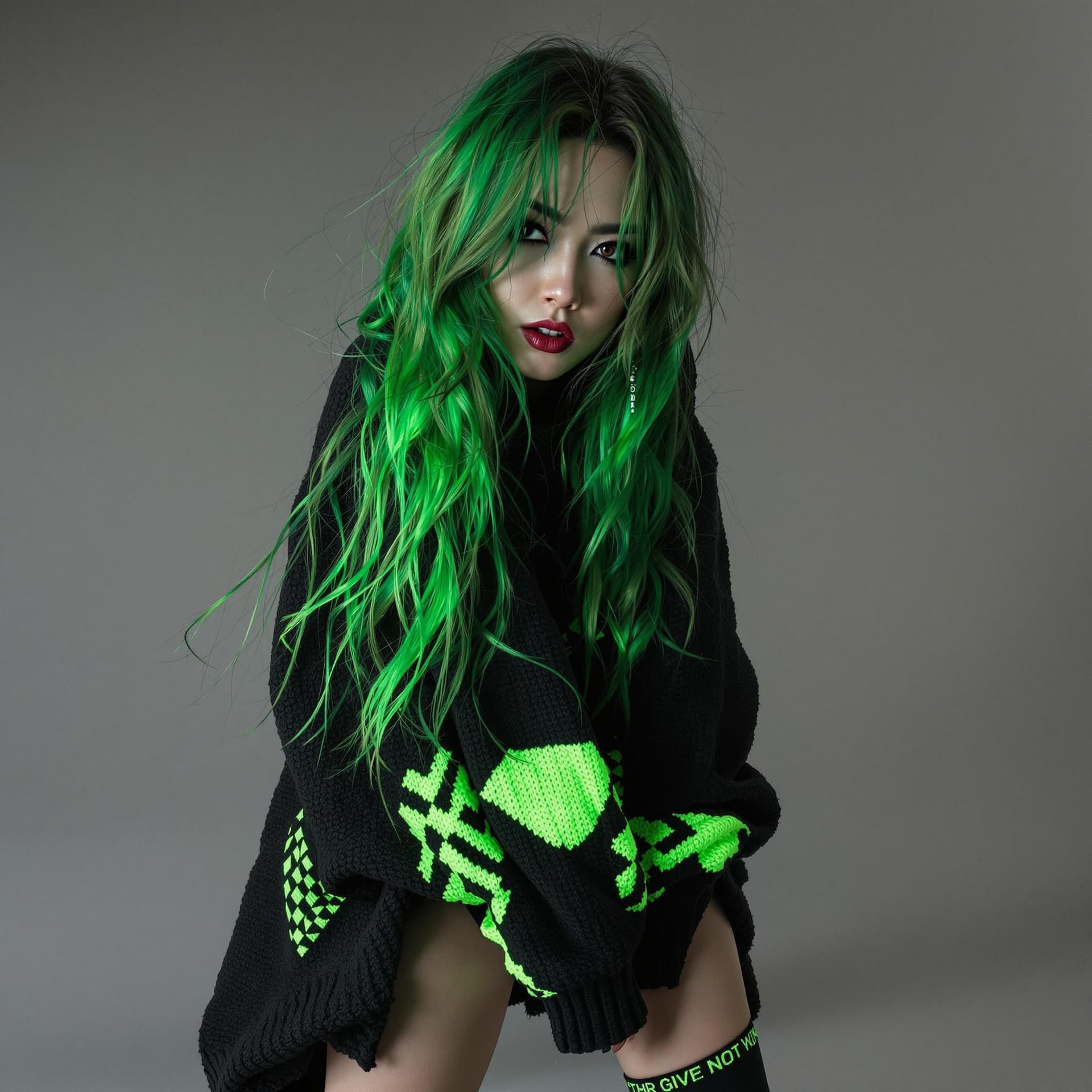 AI generated: A professional SLR photograph of a fashion scene featuring Miyuki, a 20-year-old Japanese woman with...