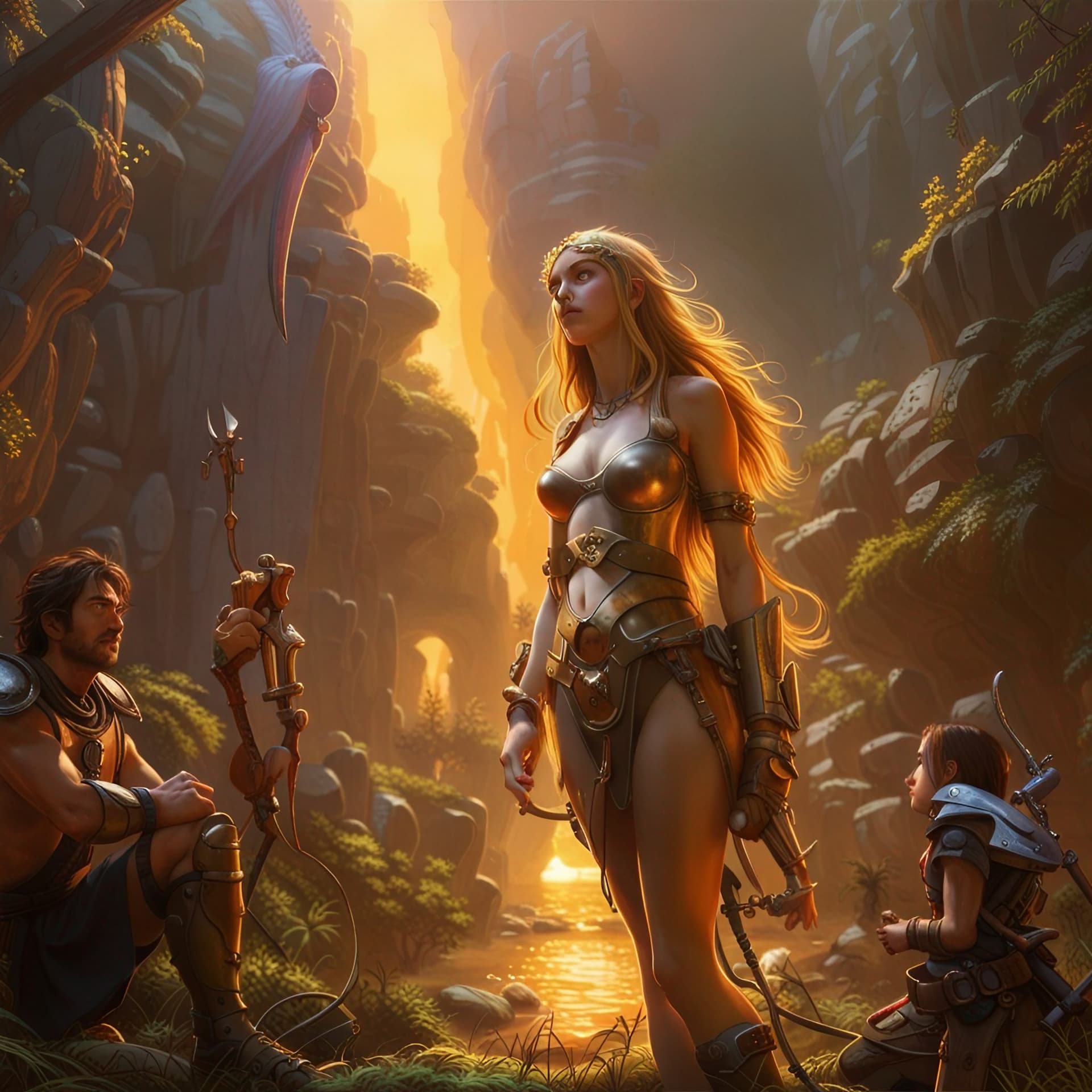 AI generated: post-apocalypse, art by gaston bussiere, god rays, Item Icons, stunning, 8k 3d, full body, action sh...