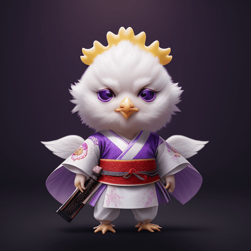 AI generated: Cute baby white chicken Wearing Hanfu, Like a Samurai, Fine and Detailed Han Fu Style, Movie Lightin...