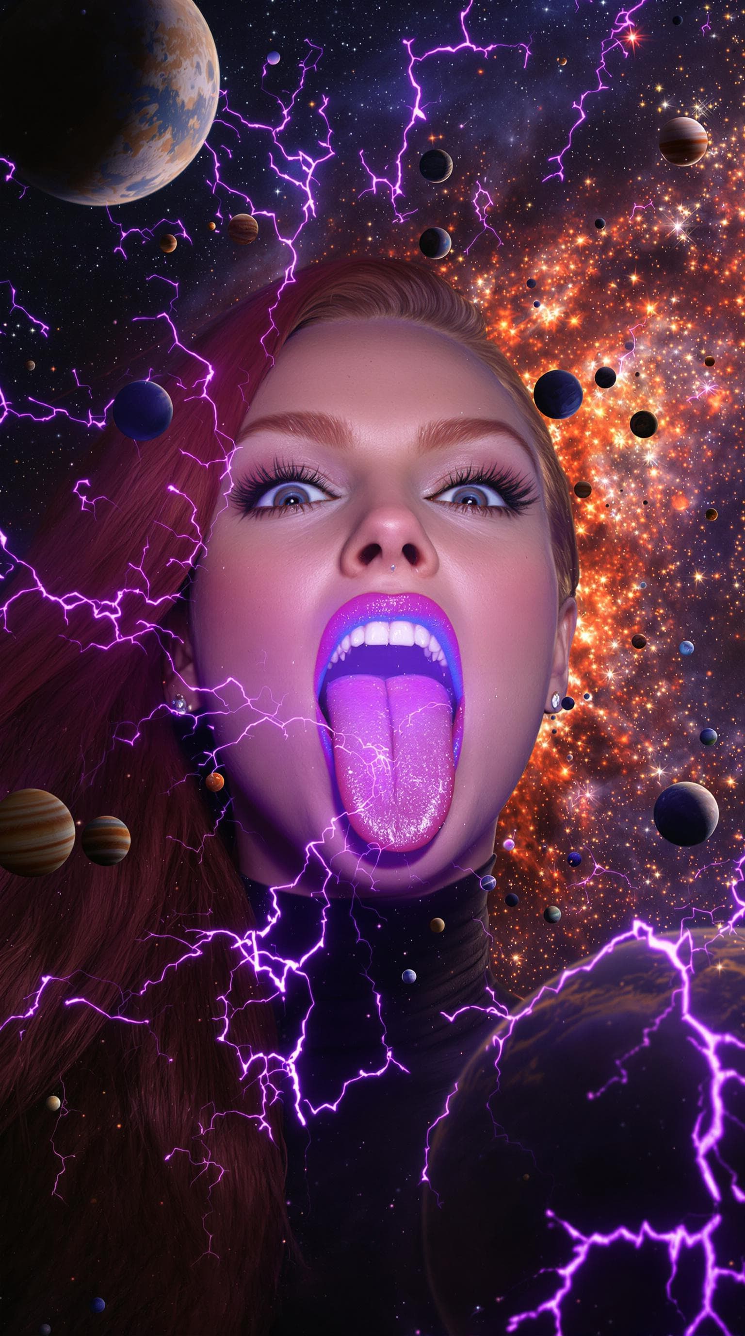 AI generated: 64K glossy photograph of redheaded enormous giantess 18 year old Redheaded Laura Prepon, Donna from ...